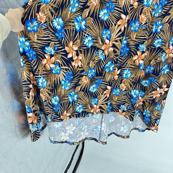 Lands End Womens 2X Hawaiian Midi Dress A-line Floral Short Sleeve Soft Pockets - Picture 5 of 11